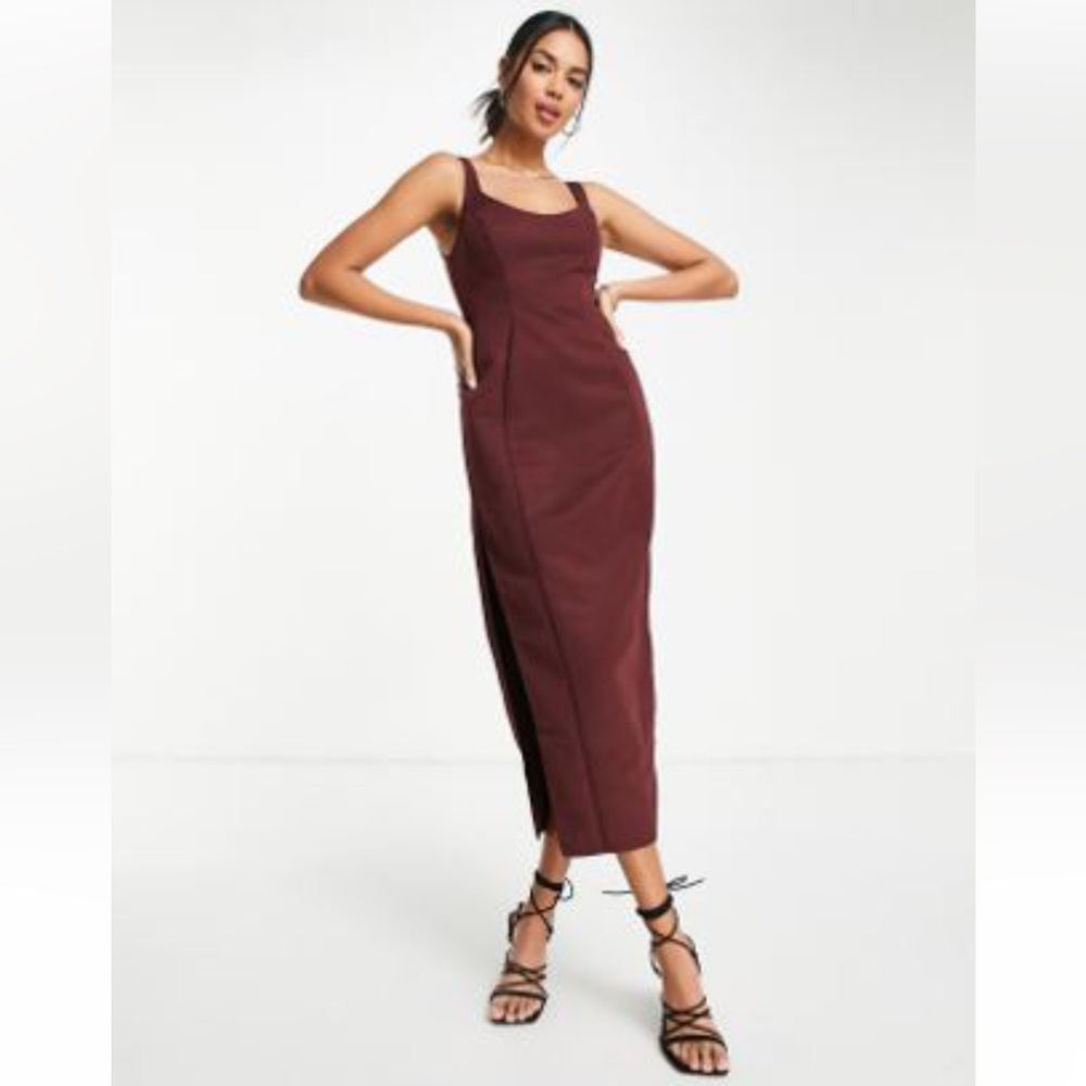 ASOS DESIGN structured midi dress with scoop neck
